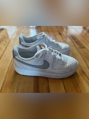 Nike White and Gray Platform Low-Top Sneakers